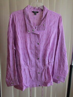 Dennis by Dennis Basso 100% Cotton Jacket woman 2X - light purple eyelet lace
